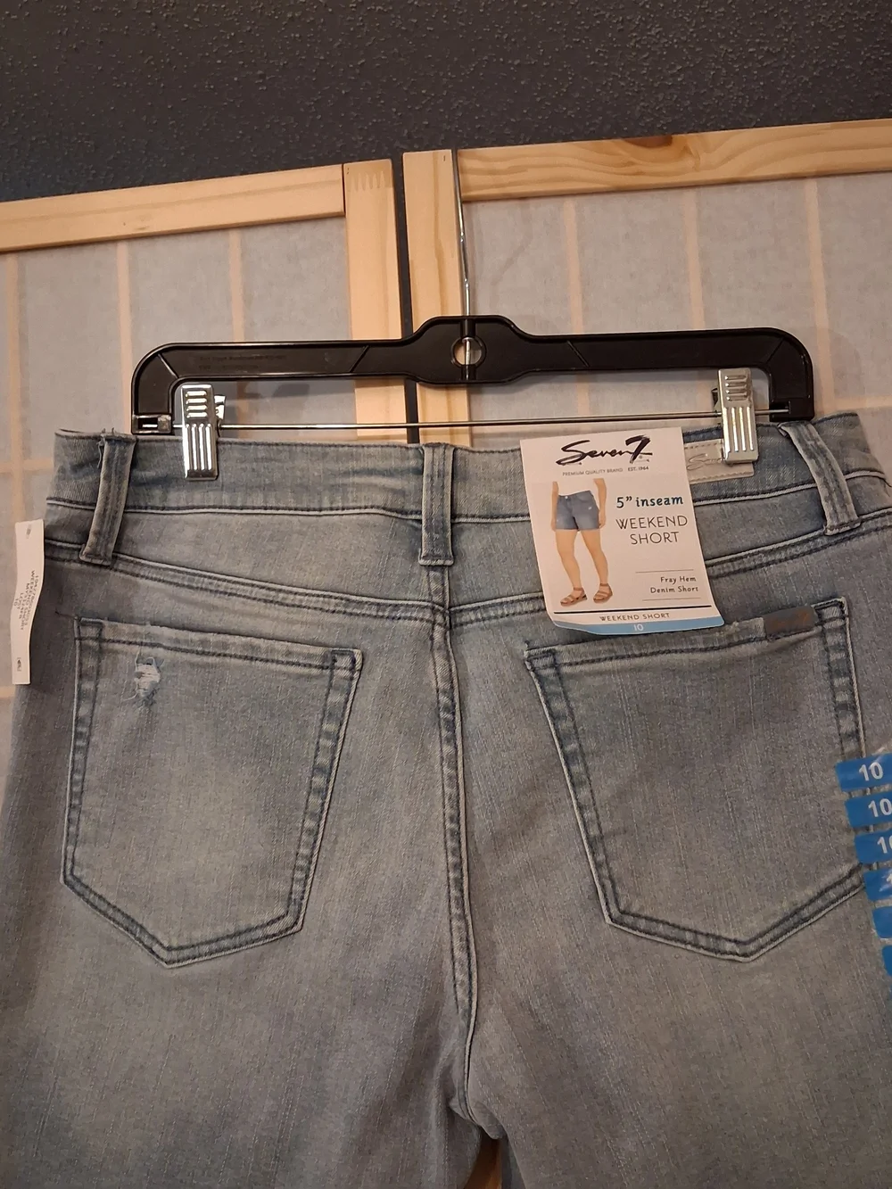 Light Blue Distressed Denim Shorts - Women